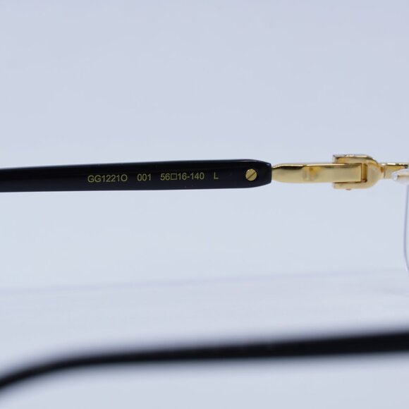 Gucci GG1221O 001 Eyeglasses Gold/Black 56mm Rectangle Frame - Picture 6 of 10